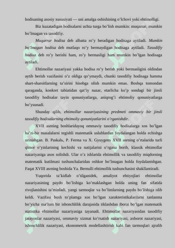 Hodisa ehtimoli tushunchasi va uning klassik, geometrik, aksiomatik hamda statistik ta’riflarini matktab matematika kursida o’qitish 6
