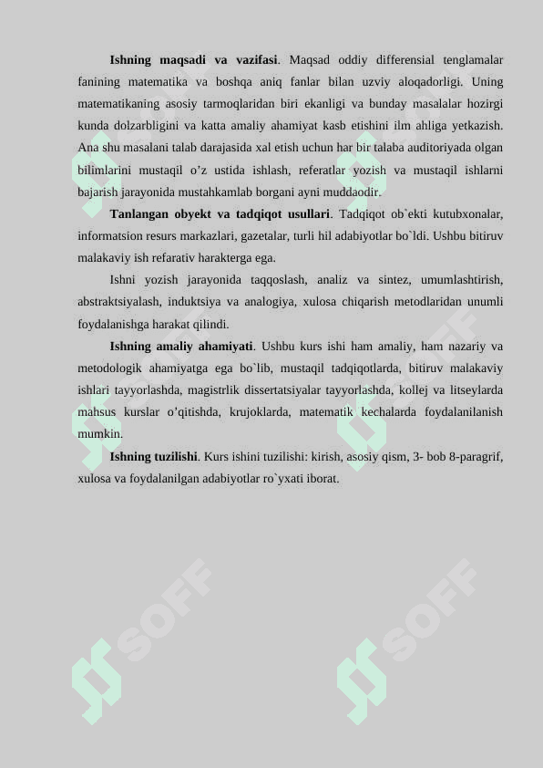 IKKINCHI TARTIBLI BIR JINSLI ODDIY DIFFERENSIAL TENGLAMA UCHUN CHEGARAVIY MASALA 7