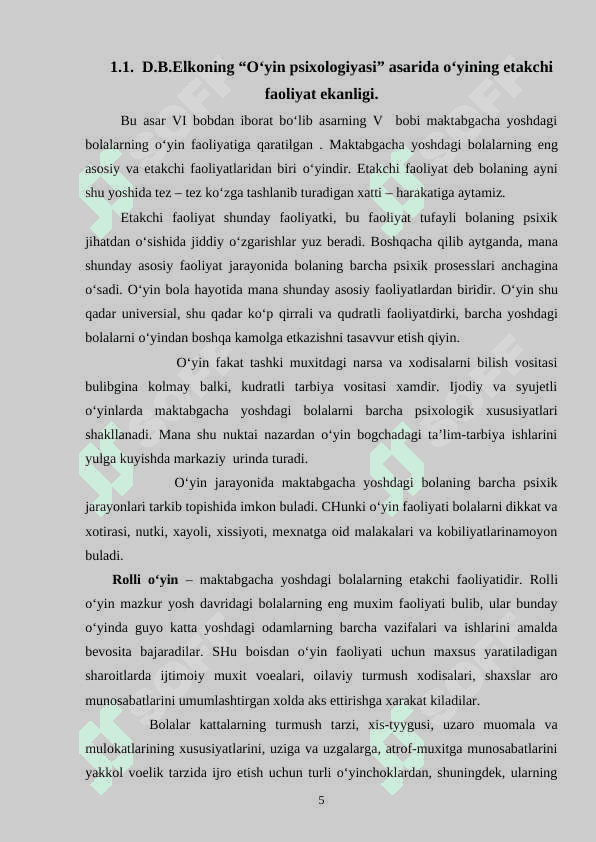Maktabgacha yoshidagi bolalarda o‘yinning roli. 5