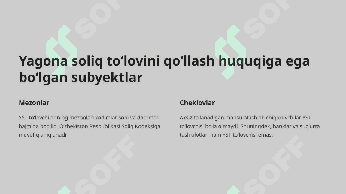 Kichik korxonalarda yagona soliq to‘lovini qo‘llanilishi xususiyatlari 4