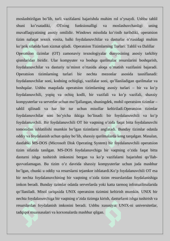 OT turlari. Windows OT turlari 5