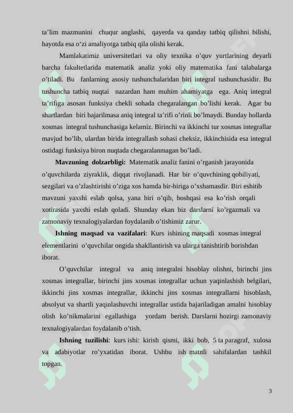 Ikkinchi tur xosmas integrallar 3
