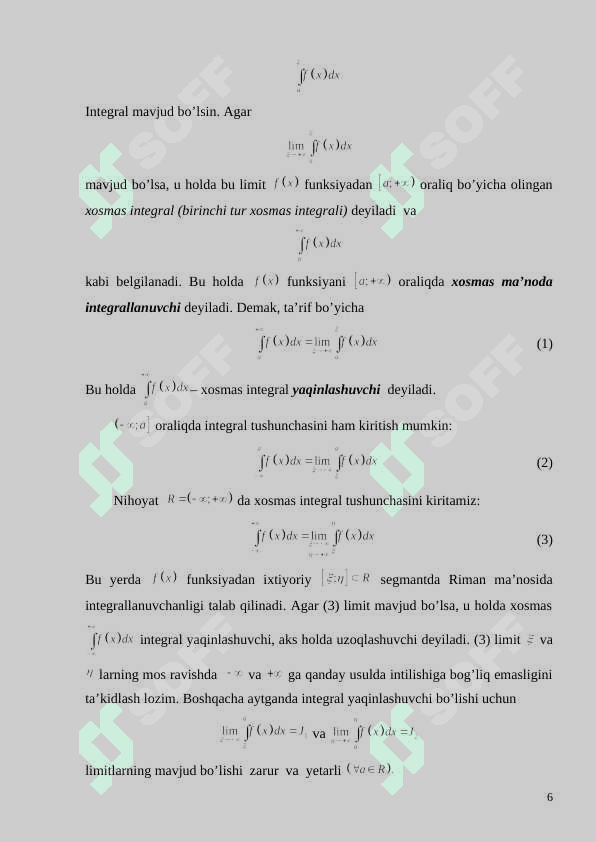 Ikkinchi tur xosmas integrallar 6