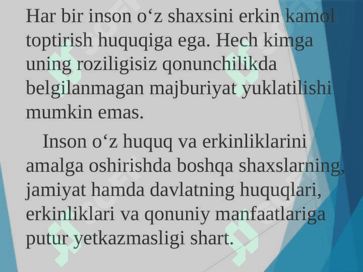 Insonning shaxsiy hamda siyosiy huquqlarini mustalhkamlash masalalari 5