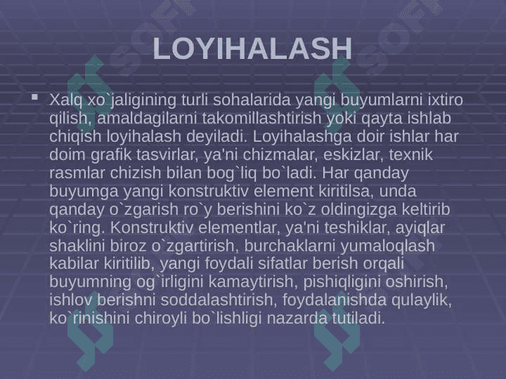 Detalning shaklini o`zgartirishga oid loyihalash 2
