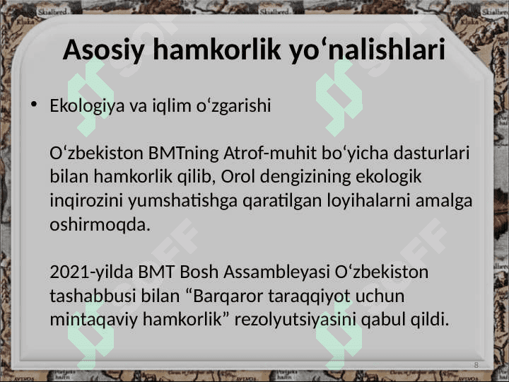 O‘zbekiston Respublikasi va Birlashgan Millatlar Tashkiloti 8