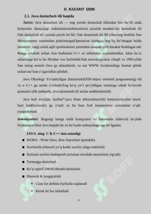 Java dasturlash tili va ma'lumotlat bazasi 4