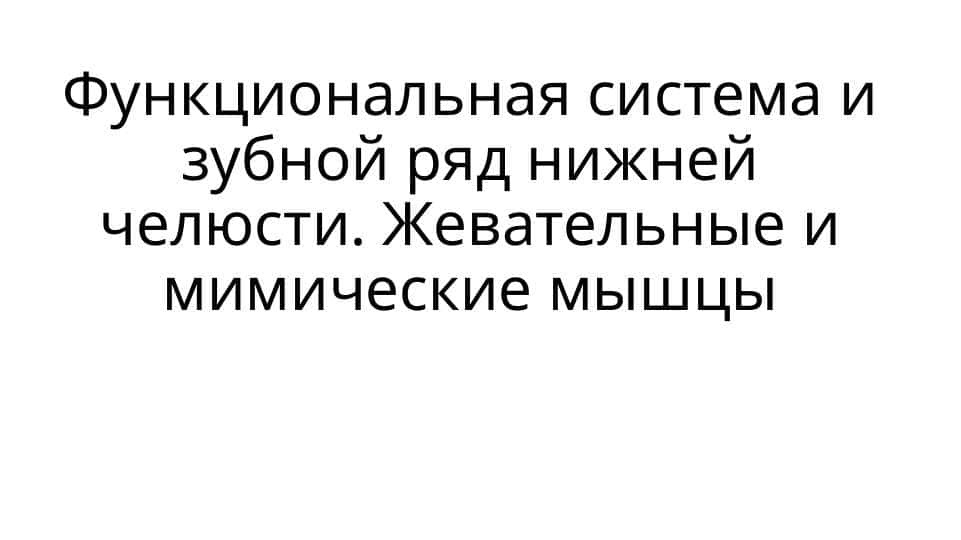 Функциональная система и зубной ряд нижней челюсти. Жевательные и мимические мышцы