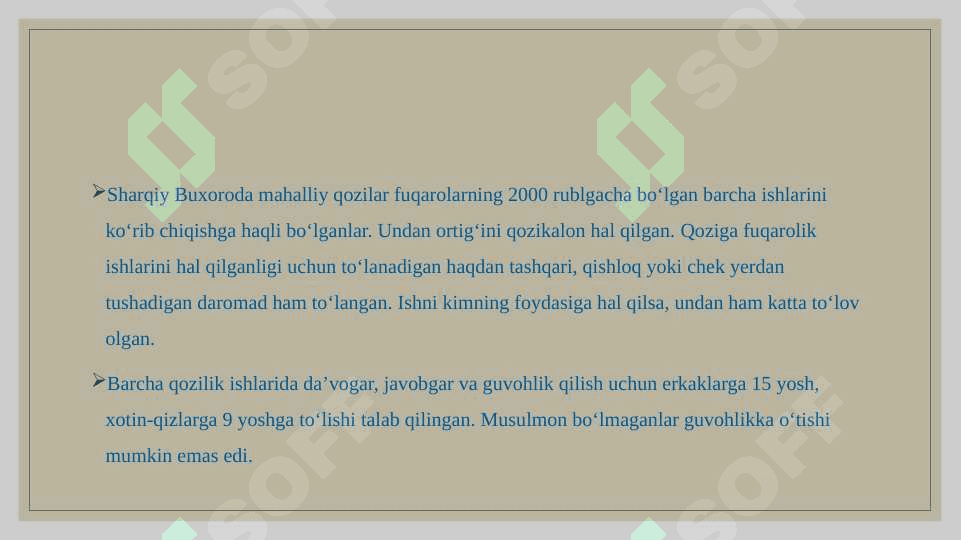 Sharqiy Buxoroda sudlov tizimi va qonunchilik, o‘qitish va sog‘liqni saqlash ishlari 5