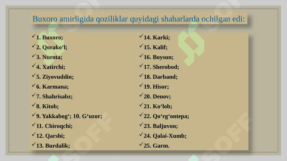 Sharqiy Buxoroda sudlov tizimi va qonunchilik, o‘qitish va sog‘liqni saqlash ishlari 6