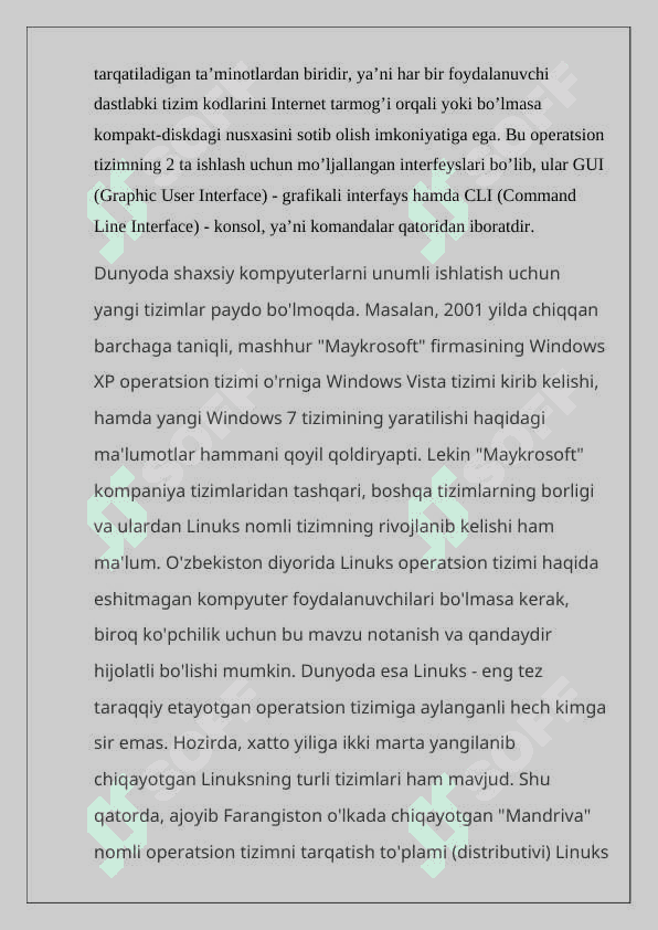 LUNIX operratsion tizmlarining rivojlanishi va ishlash prinsipi. 4