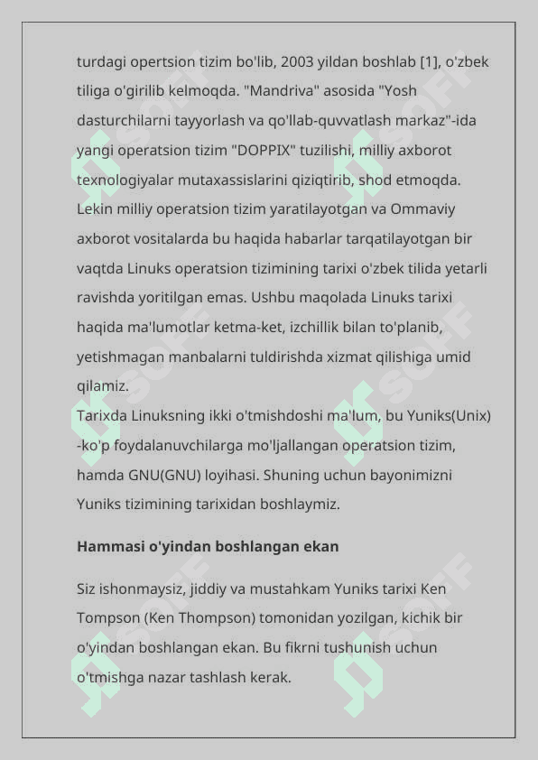 LUNIX operratsion tizmlarining rivojlanishi va ishlash prinsipi. 5