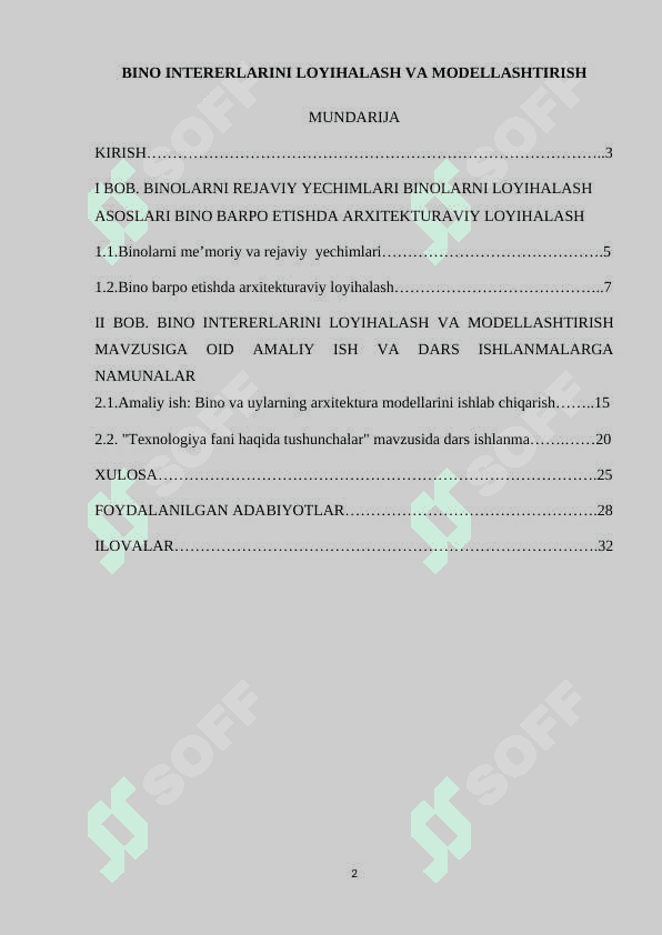 BINO INTERERLARINI LOYIHALASH VA MODELLASHTIRISH 2