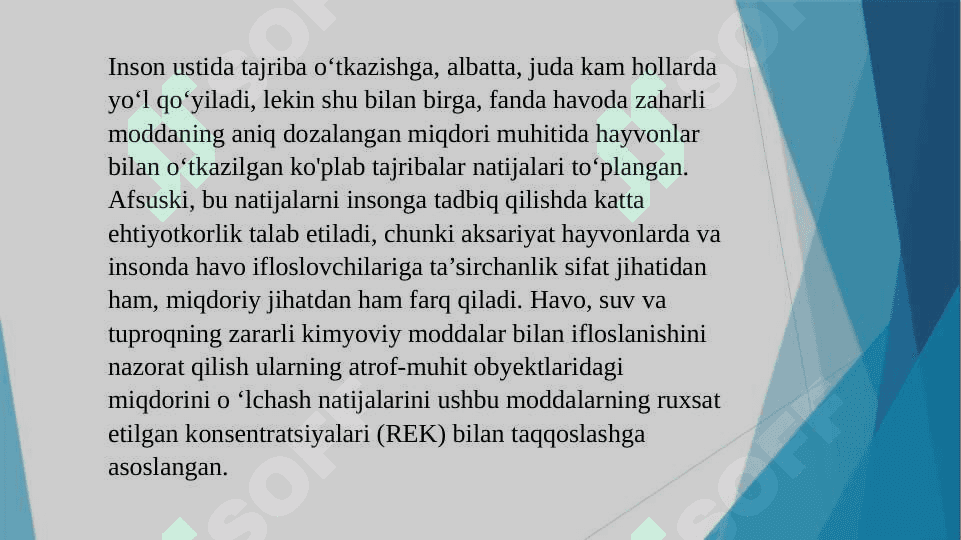 ATMOSFERA HAVOSI, SUV VA TUPROQDA MAVJUD BO’LISHI MUMKIN BO’LGAN ZARARLI BIRIKMALAR VA ULARNING RUXSAT ETILGAN MIQDORI 2