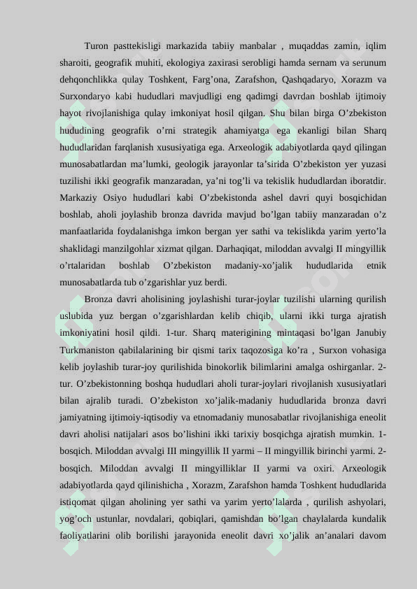 Bronza davri tarixiy geografiyasi. 2