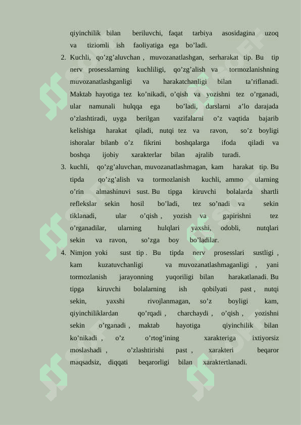 Oliy nerv faoliyati. Nerv sistemasining reflektor mexanizmi. Oliy nerv faoliyatining rivojlanish davrlari. 6