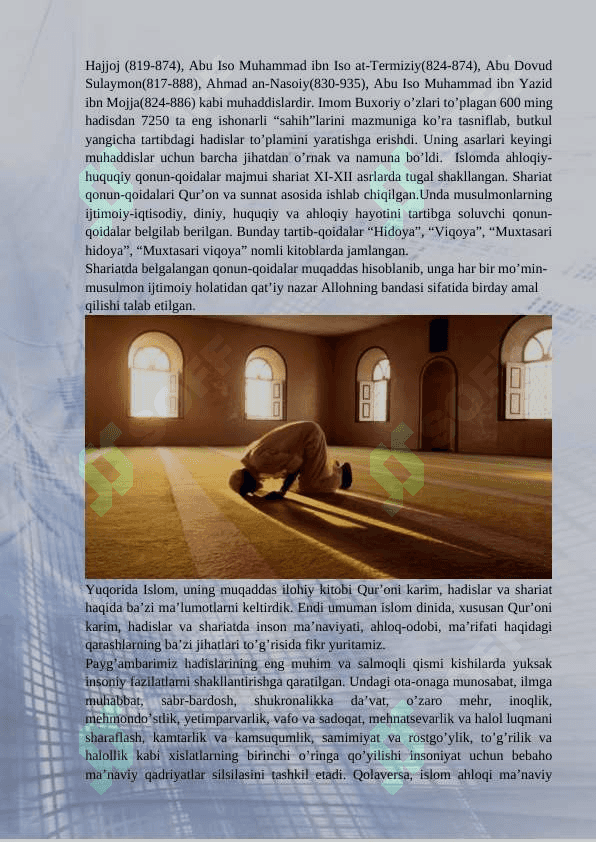 Islom inson ma’naviy madaniyatini tarbiyalash omillari haqida 5