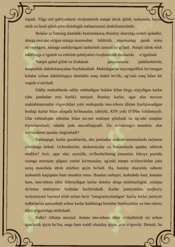 KAR BOLALARNI O’QITISH JARAYONI 3