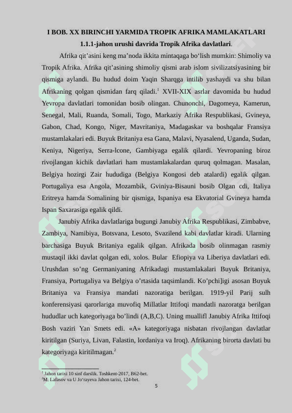 XX asrning birinchi yarmida tropik Afrika davlatlari 5