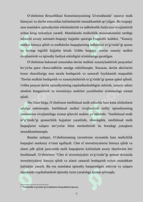 MULKCHILIK HUQUQLARINI IQTISODIY ASOSLARI 4