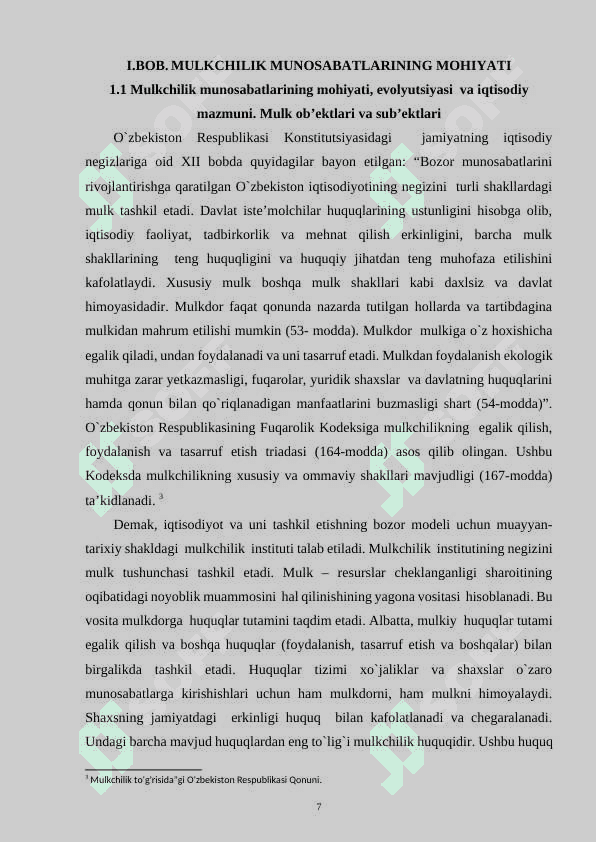 MULKCHILIK HUQUQLARINI IQTISODIY ASOSLARI 6