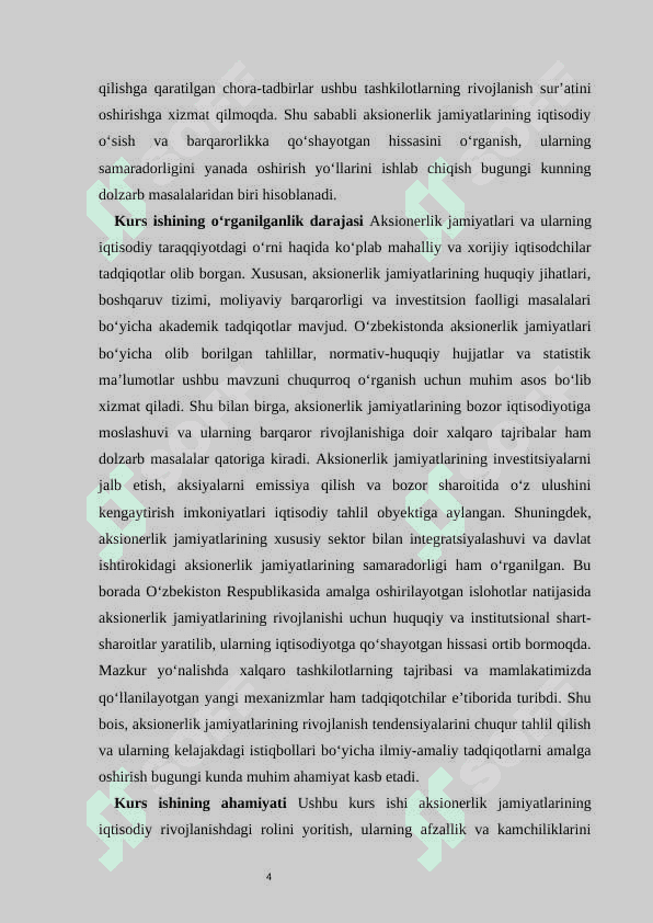 Aksionerlik jamiyatlari va ularning iqtisodiy taraqqiyotdagi o’rni 4