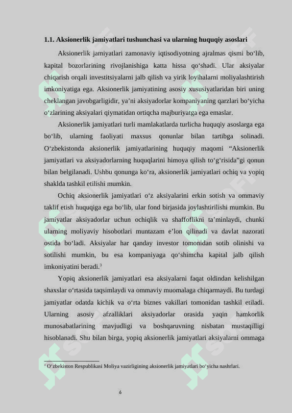 Aksionerlik jamiyatlari va ularning iqtisodiy taraqqiyotdagi o’rni 6