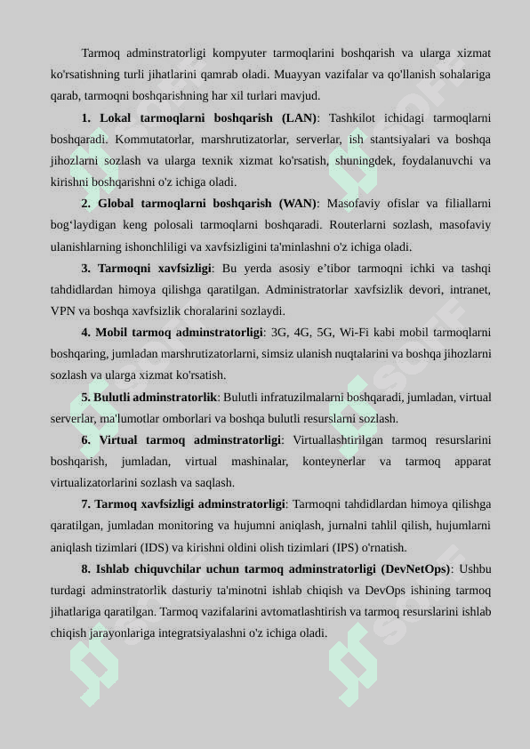 Tizim administratorligi haqida dastlabki tushunchalar. Tarmoq administratoriligining asosiy maqsad va vazifalari 4
