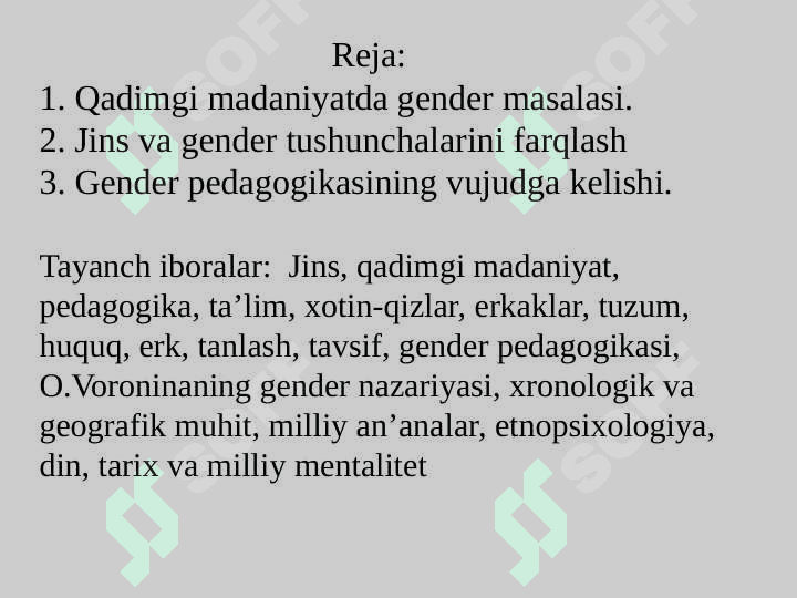 Genderning ijtimoiy tavsifi. Gender pedagogikasi. 2