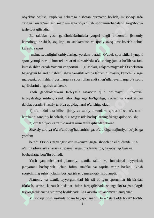 Gandbolchilarning ruhiy psixologik tayyorgarligining ahamiyati. 6
