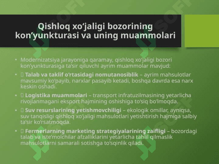 Iqtisоdiyotni mоdеrnizаtsiyalаsh shаrоitidа qishlоq хo‘jаligi mаhsulоtlаri bоzоri kоn`yunkturаsini rivоjlаntirish 5