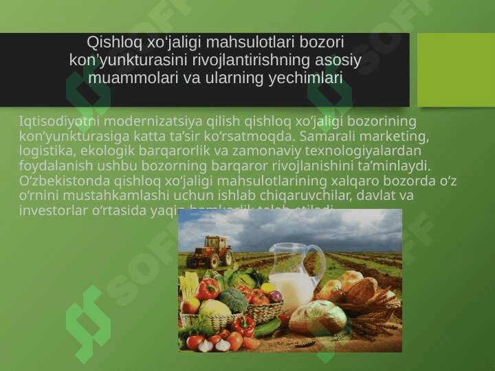 Iqtisоdiyotni mоdеrnizаtsiyalаsh shаrоitidа qishlоq хo‘jаligi mаhsulоtlаri bоzоri kоn`yunkturаsini rivоjlаntirish 7