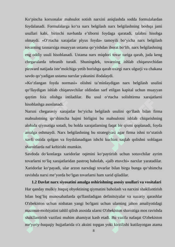Bozor iqtisodiyotida davlatning narx siyosati    va infilatsiyaga qarshi kurashish 8