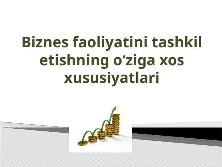 Biznes faoliyatini tashkil etishning oʻziga xos xususiyatlari