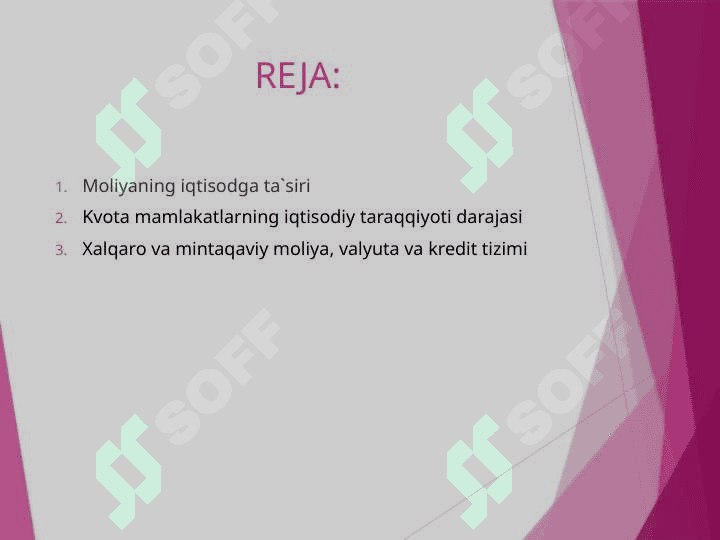 Moliyaning iqtisodga ta`siri. Xalqaro moliya 2