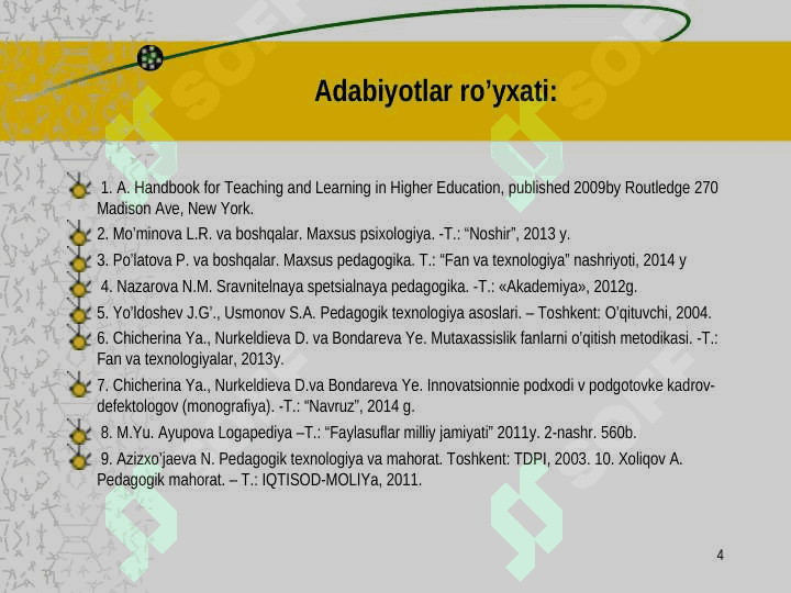 Oliy ta‘limda o‘qitish jarayoni yaxlit tizim sifatida 4