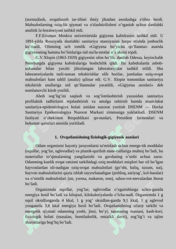 Ovqatlanish gigiyenasi 2
