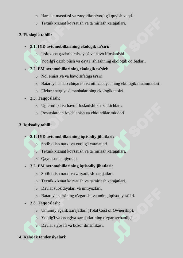 Elektromobillar va ichki yonuv dvigatelli avtomobillar maqola 2