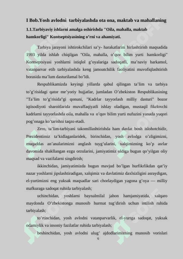 SINIF RAHBARNING  OTA-ONALAR BILAN HAMKORLIKDAGI  FAOLIYATINI  TASHKIL ETISH METODIKASI 6