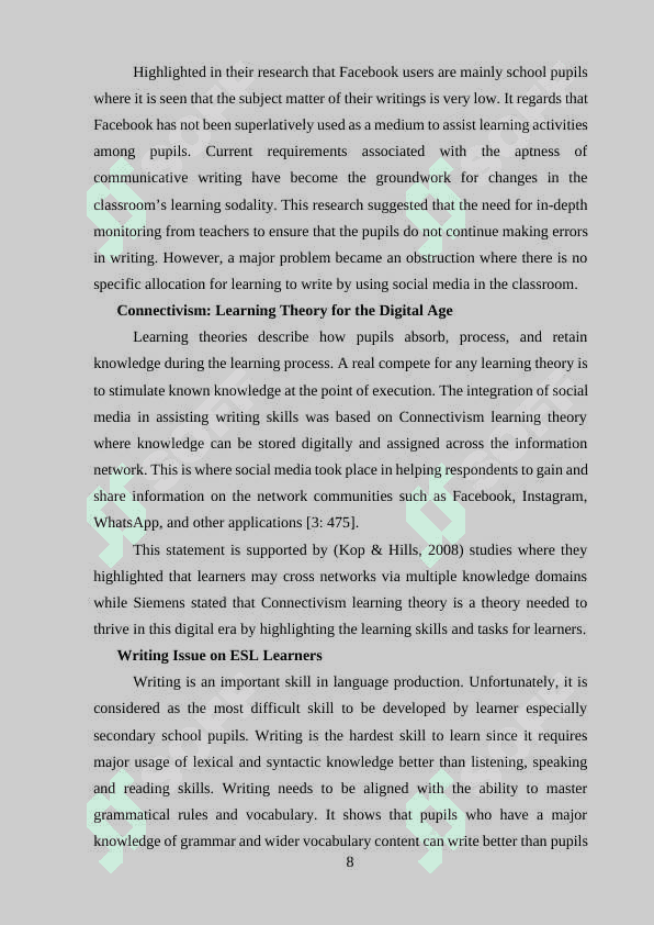 ON THE THEME: « THE USE OF INTERNET TECHNOLOGIES FOR THE DEVELOPMENT OF WRITING SKILLS IN SECONDARY SCHOOL » 8