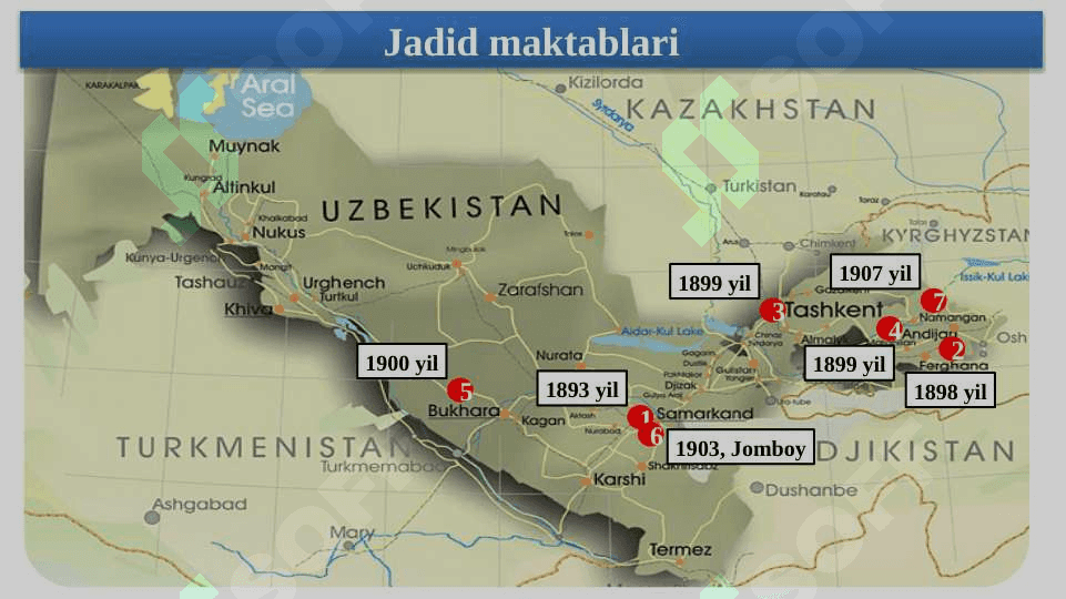 Jadidlar harakatining vujudga kelishi, ularning islohotchilik faoliyati. Turkistonda sovet hokimiyatining o’rnatilishi.Ikkinchi jahon urushi yillarida O’zbek xalqining fashizm ustidan qozonilgan g’alabaga qo’shgan hissasi. O’zbekistonlik jangchilarning fashizmni tor-mor etishdagi jasoratlari. 6