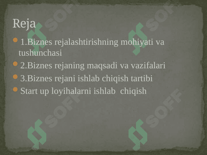 Tadbirkorlik faoliyatini rejalashtirish 2