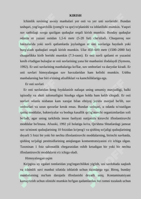 Hozirgi kunda ishlatiladigan ichimlik suvini sifatini baholash hujjatlari 2