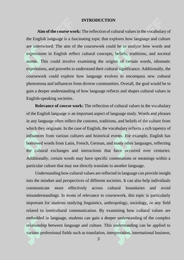 Reflection of cultural values in the vocabulary of the English language 3