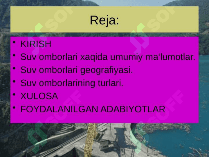Suv omborlarining daryo oqimi va atrof muhitiga tasrini baholash 2
