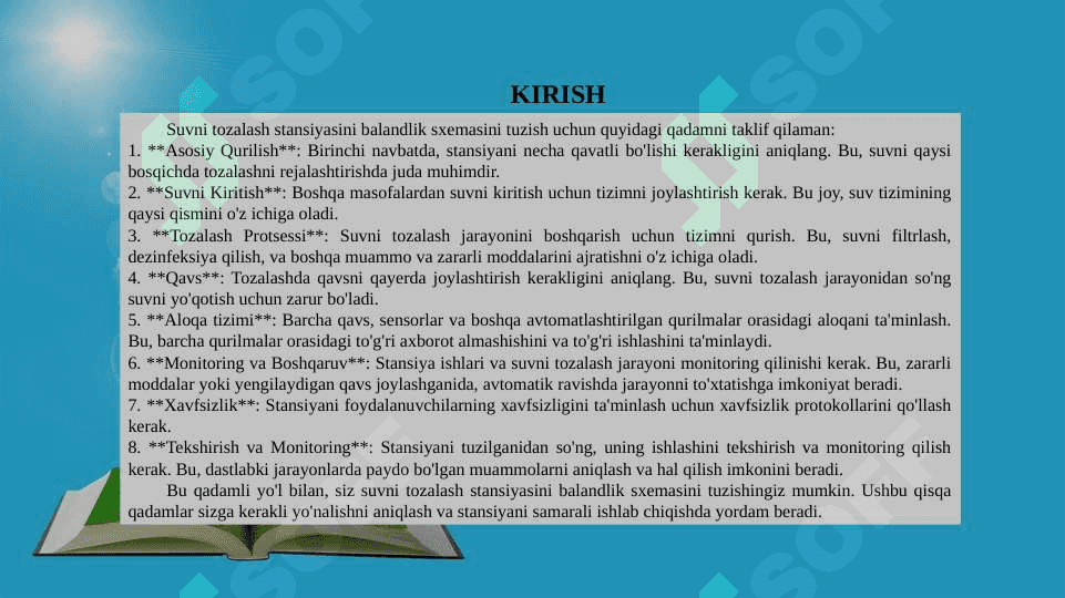 Suvni tozalash stansiyasini balandlik sxemasini tuzish. 3