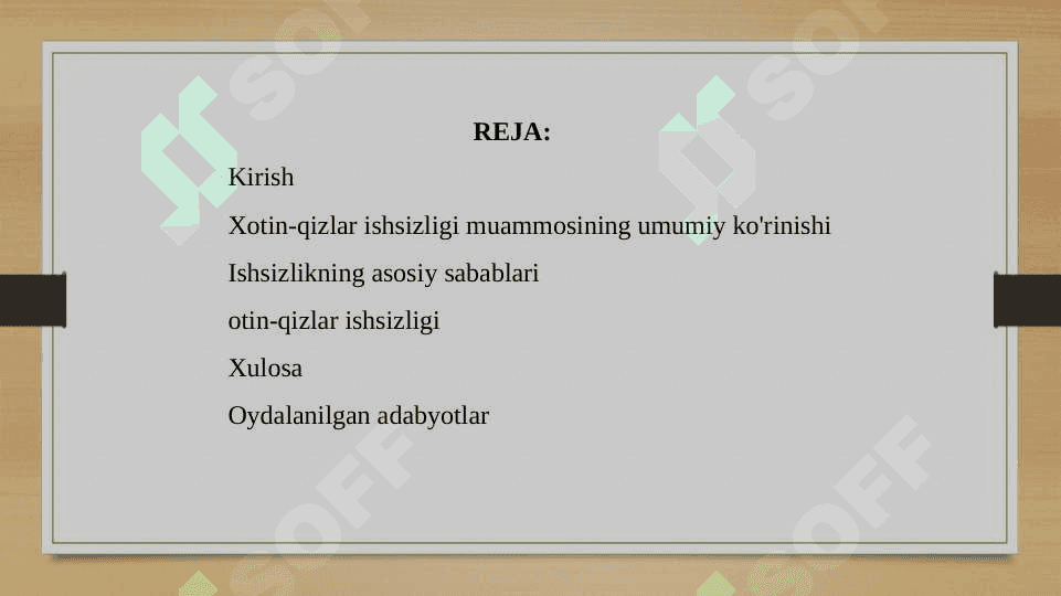Xotin qizlarning ishsizligi muammosining hozirgi holati va uning sabablari tahlili 2