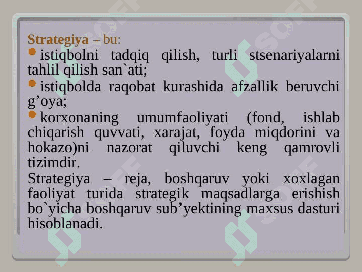 Menejmentda strategiya va rejalashtirish 6