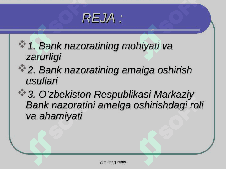Bankda moliyaviy nazoratni tashkil etish 2