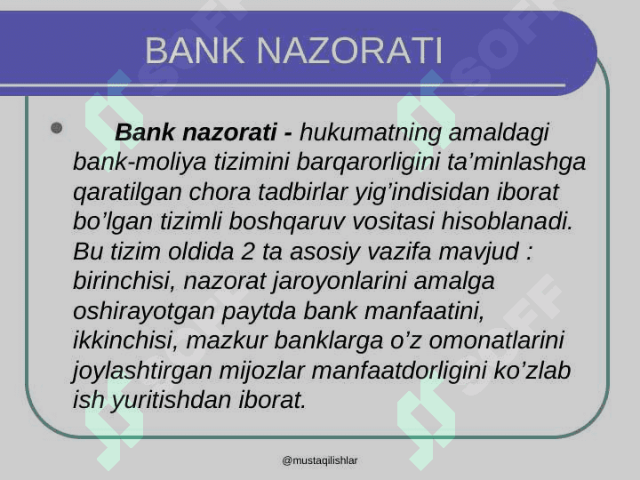 Bankda moliyaviy nazoratni tashkil etish 3